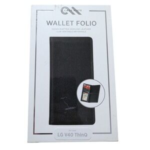 E5. Case-Mate Wallet Folio Case for LG V40 ThinQ -‎ Black, Genuine Leather
